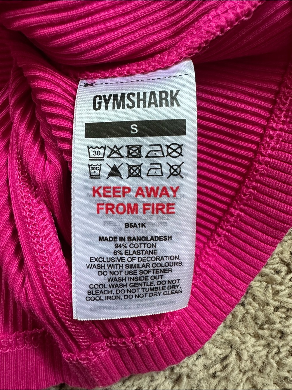 Gymshark Hot Pink Ribbed Tank. - Picture 5 of 5